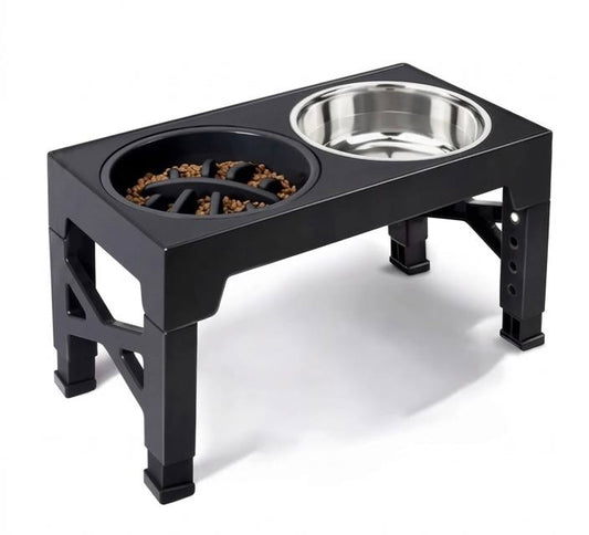 Adjustable Elevated Dog Feeder with Double Stainless Steel Bowls – Raised Food & Water Stand for All Dog Sizes