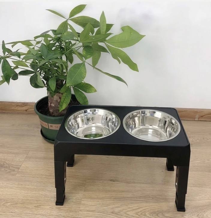 Adjustable Elevated Dog Feeder with Double Stainless Steel Bowls – Raised Food & Water Stand for All Dog Sizes