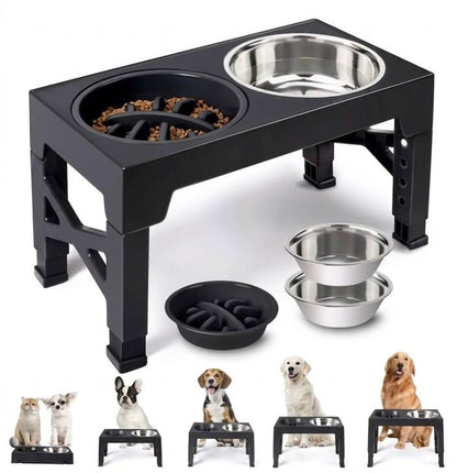 Adjustable Elevated Dog Feeder with Double Stainless Steel Bowls – Raised Food & Water Stand for All Dog Sizes
