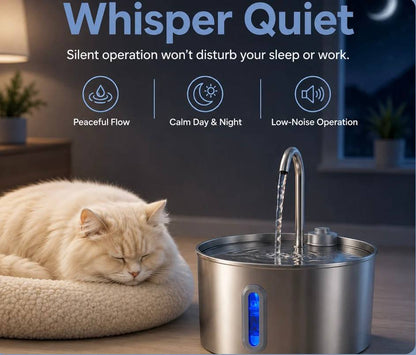 2.2L Stainless Steel Pet Water Fountain