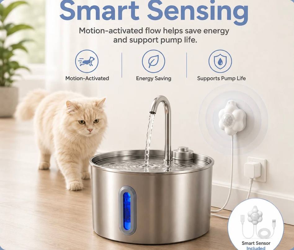 2.2L Stainless Steel Pet Water Fountain