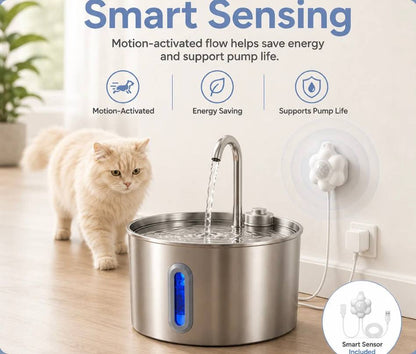 2.2L Stainless Steel Pet Water Fountain