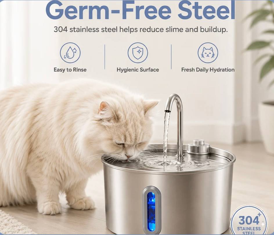 2.2L Stainless Steel Pet Water Fountain