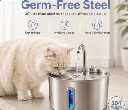 2.2L Stainless Steel Pet Water Fountain